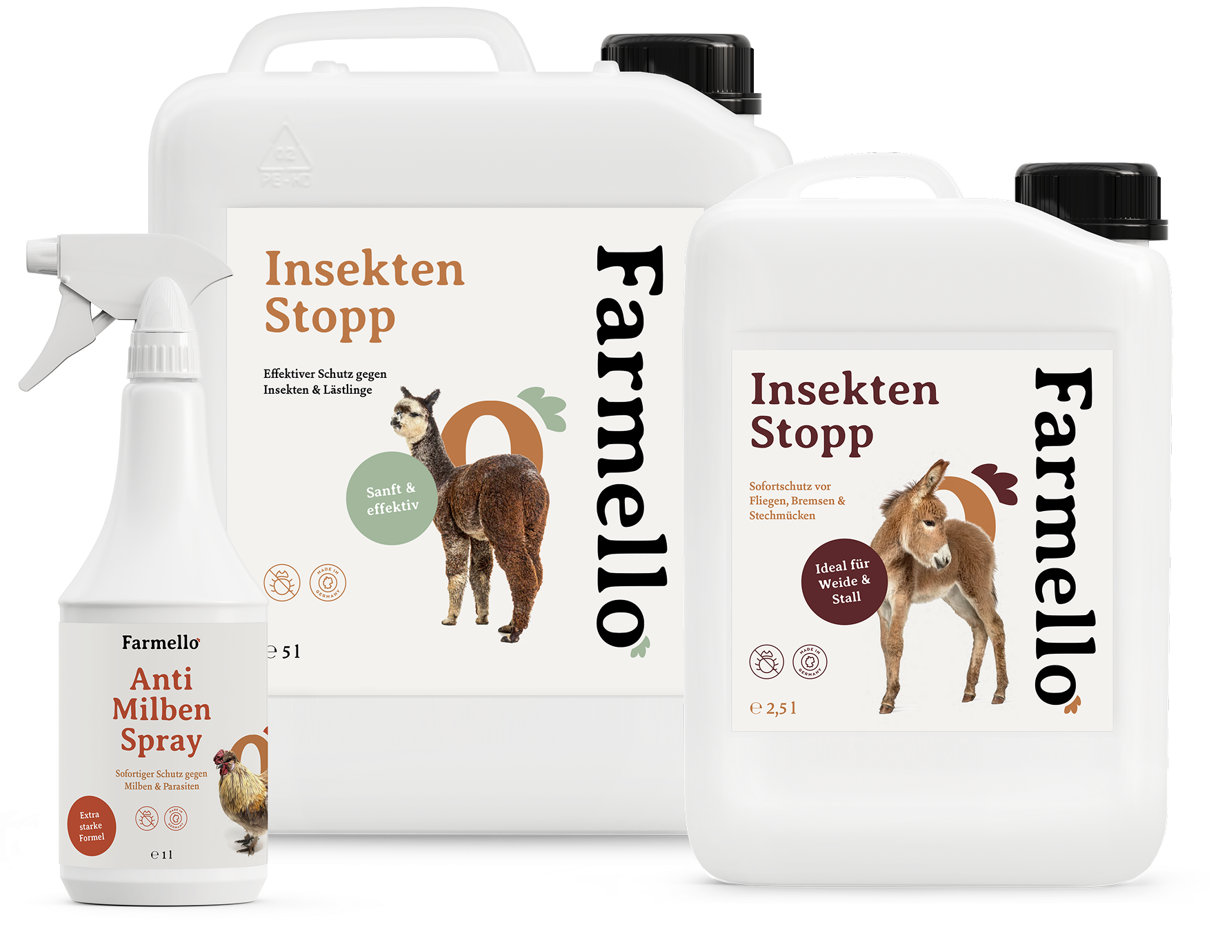Farmello Produkte für Milben- und Insektenschutz bei Hühnern, Eseln und Alpakas